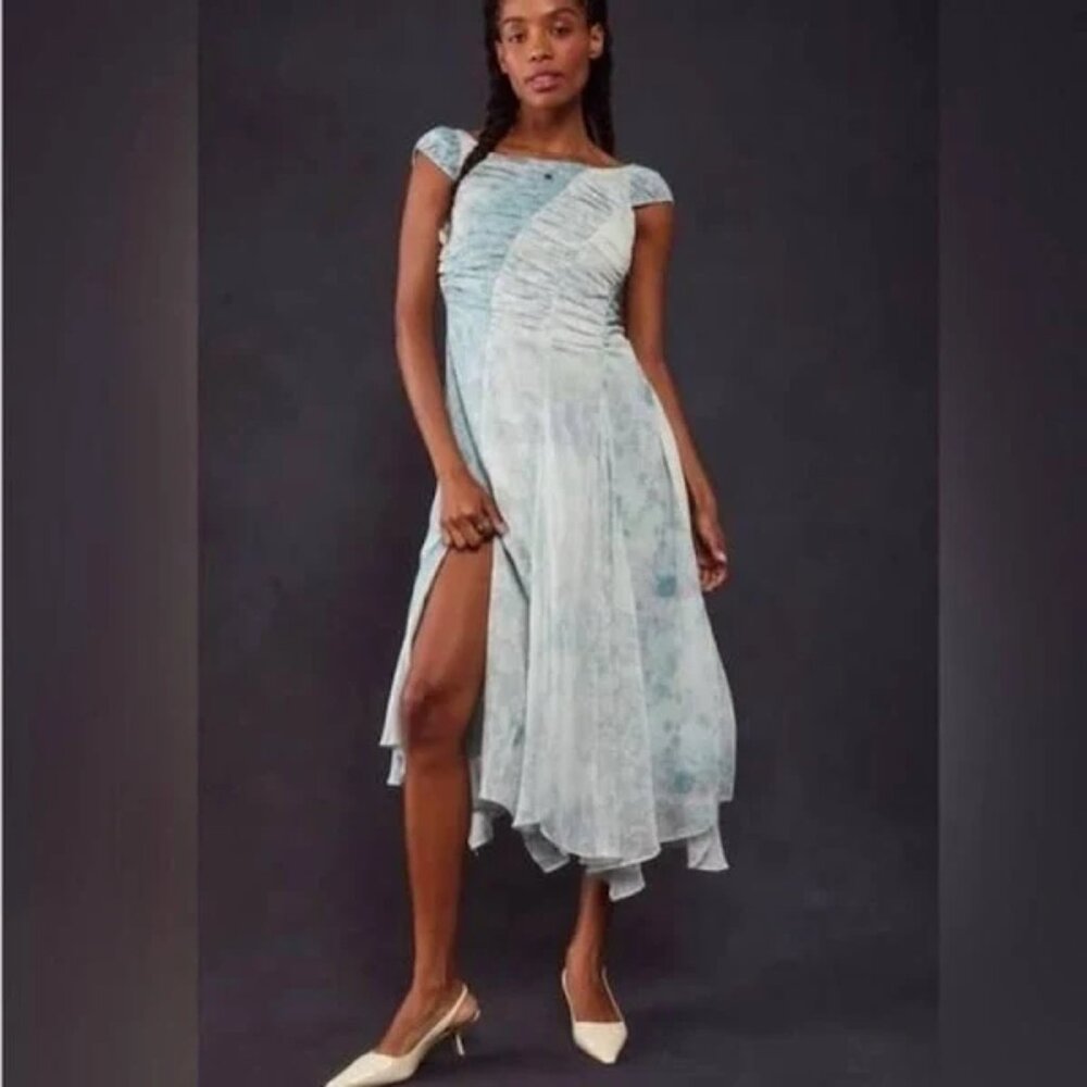023 Free People Heart To Heart Midi Dress In Blue Combo NWT Size XS (0)